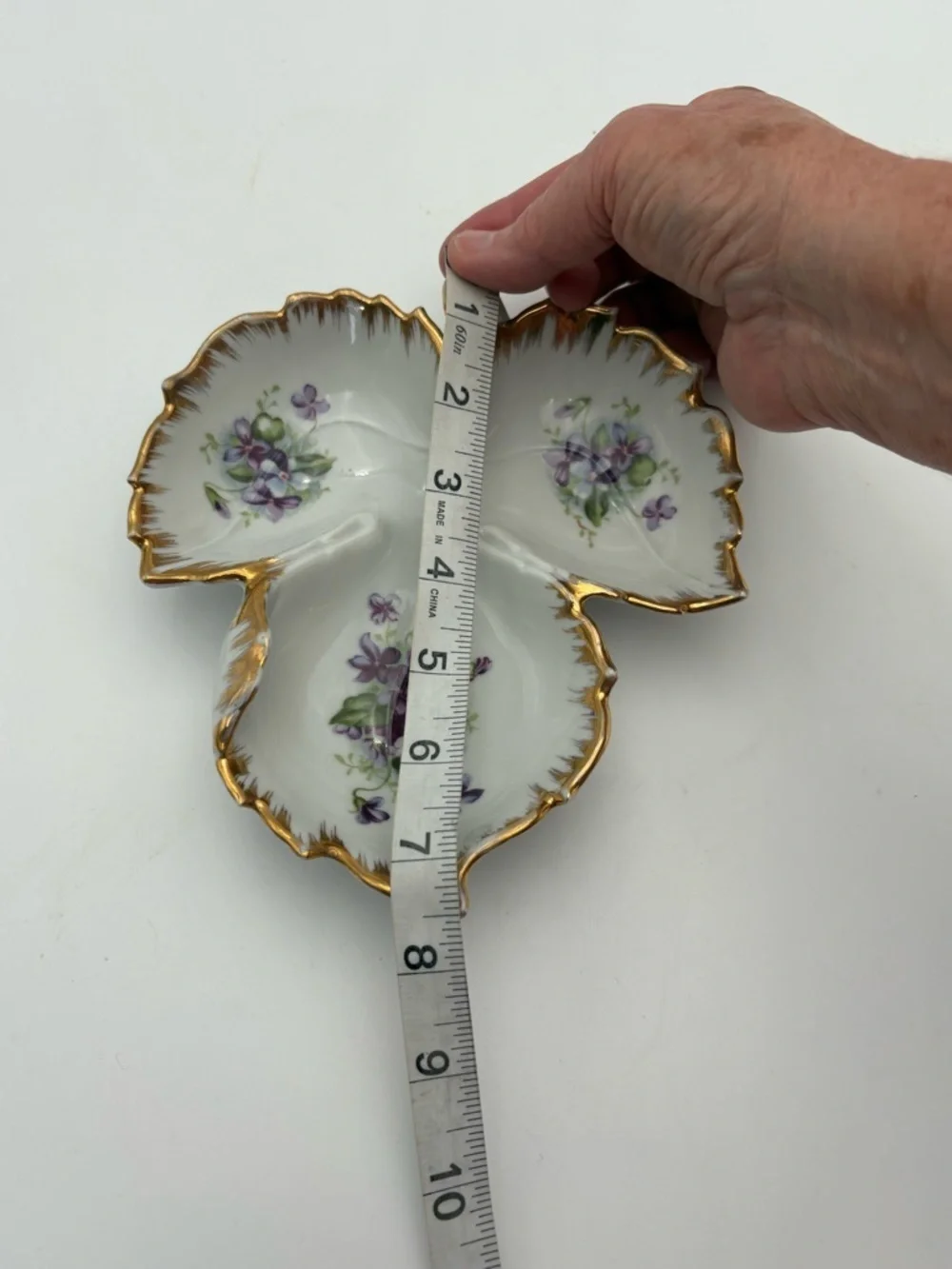 Vintage Kelvin Fine China Hand Painted Purple Violets Trinket Dish
